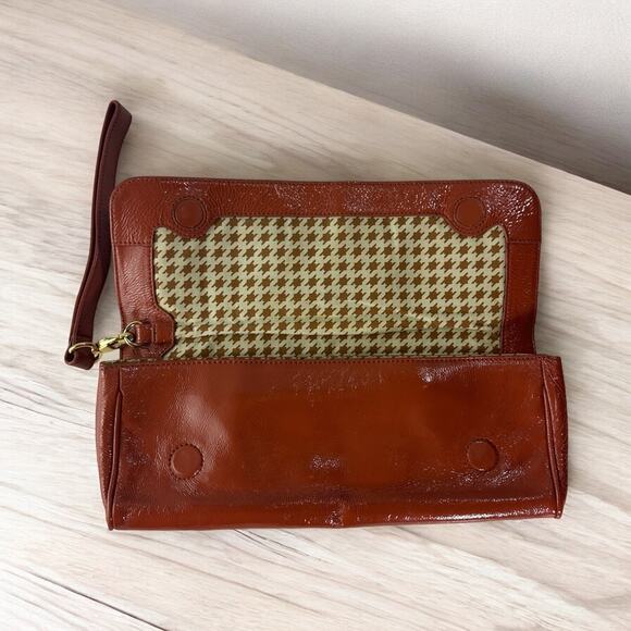 HOBO Handbags - Hobo International Apricot Patent Leather Clutch Bag Small Rectangle Fold over